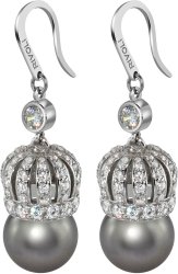 Серьги из серебра с жемчугом и кристаллом swarovski (Арт.cqs-2-10-31-s)