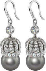 Серьги из серебра с жемчугом и кристаллом swarovski Русские Самоцветы (Арт.cqs-2-10-31-s)