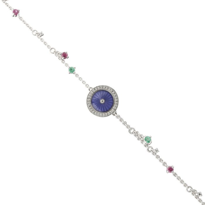 Браслет из золота с бриллиантом и изумрудом Русские Самоцветы (Арт.38188)