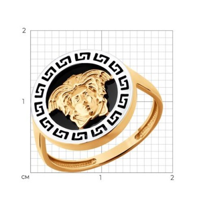 Кольцо золотое с агатом «Медуза» Соколов (арт.717282)