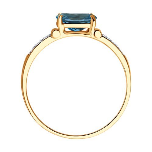 Кольцо золото 585 с бриллиантом и топазом «Морская Звезда» Соколов (арт.71-00073)