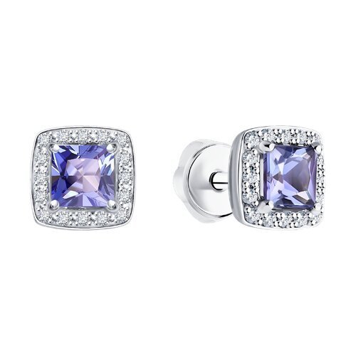 Серьги из белого золота с бриллиантами и танзанитами «Лавандовый Блеск» SOKOLOV (арт.6024438-3)