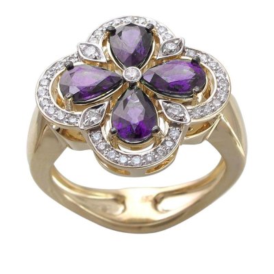 Кольцо GARDEN из золота 585 с аметистами и бриллиантами (арт. 01К6310919-2)