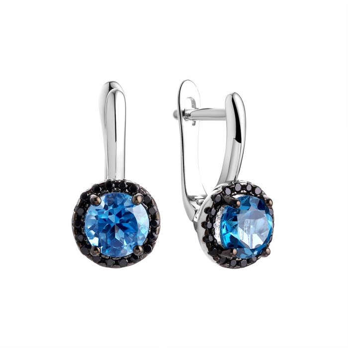 Серьги из серебра с топазом (Арт.cz-e00923-x-wb-lb-x-b)
