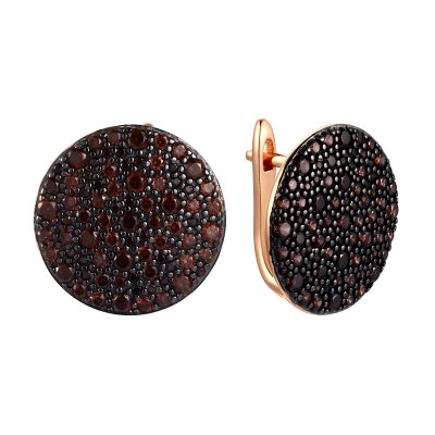 Серьги серебряные с фианитами «Brown Eclipse» Fresh Jewelry (арт.CZ-E02524-X-GB-X-X-BR)
