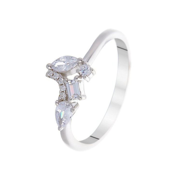 Кольцо из серебра с куб. цирконием (Арт.cz-r00994-x-w-w-x-w)