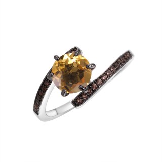 Кольцо серебряное с цитрином «Spring Shine» Fresh Jewelry (арт.MP-R00013-X-WB-YS-X-BR)