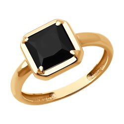 Кольцо из золочёного серебра с ониксом (Арт.93-310-01915-1)