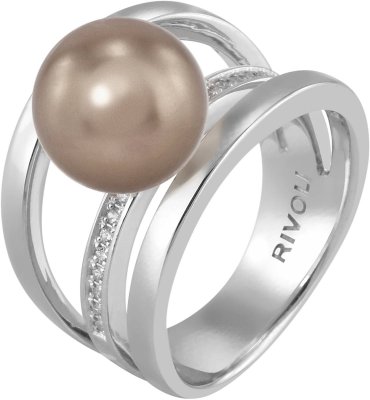 Кольцо из серебра с жемчугом и куб. цирконием (Арт.ahr-1-10-9-s)