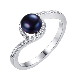 Кольцо серебряное с жемчугом и фианитами «Nautilus Вечерняя Волна» Fresh Jewelry (арт.PI-R02636-X-W-PNB-X-W)