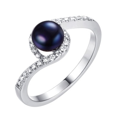 Кольцо серебряное с жемчугом и фианитами «Nautilus Вечерняя Волна» Fresh Jewelry (арт.PI-R02636-X-W-PNB-X-W)