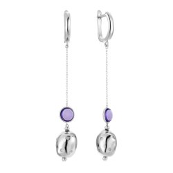 Серьги из серебра с куб. цирконием и ситаллом (Арт.rb-e344-1-x-w-ov32-x-w)