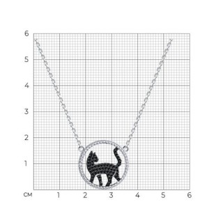 Колье из серебра с фианитами «Черная кошка» Соколов (арт.94070763)