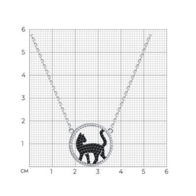Колье из серебра с фианитами «Черная кошка» Соколов (арт.94070763)