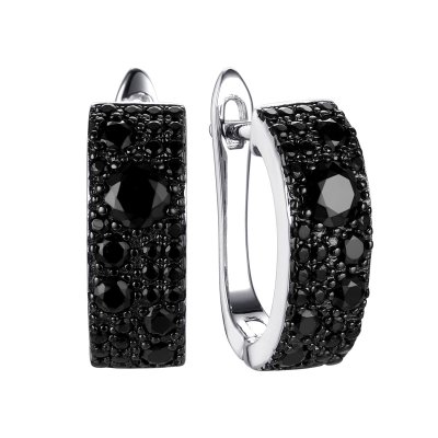 Серьги из серебра с фианитом и шпинелью (Арт.sl-e00324-x-wb-b-x-b)