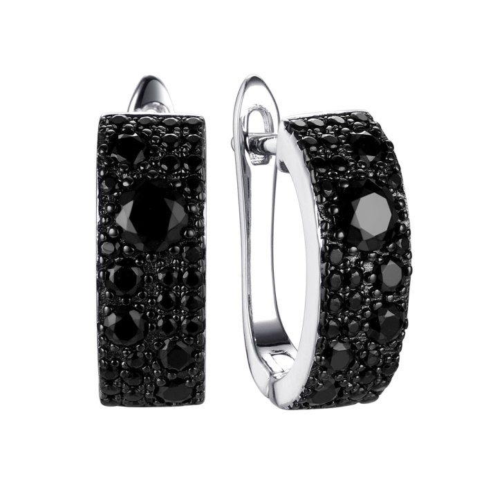 Серьги из серебра с фианитом и шпинелью (Арт.sl-e00324-x-wb-b-x-b)