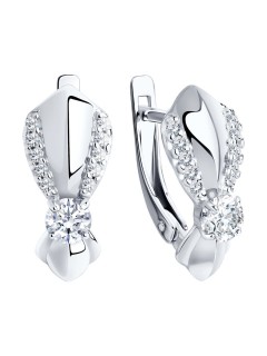 Серьги из серебра с фианитом «Сияние лилии» SOKOLOV (арт.94-120-00022-1)