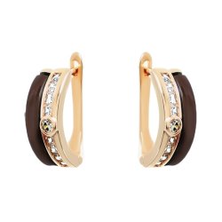 Серьги из серебра с керамикой и куб. цирконием (Арт.tc-e00670-br-g-w-x-w)