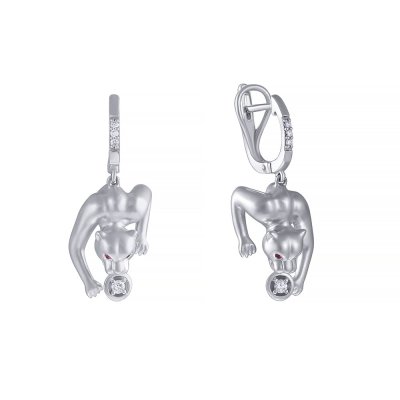 Серьги из белого золота с бриллиантом и рубином (Арт.e49277a114w002_sr_ru_wg)