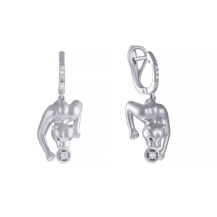 Серьги из белого золота с бриллиантом и рубином (Арт.e49277a114w002_sr_ru_wg)