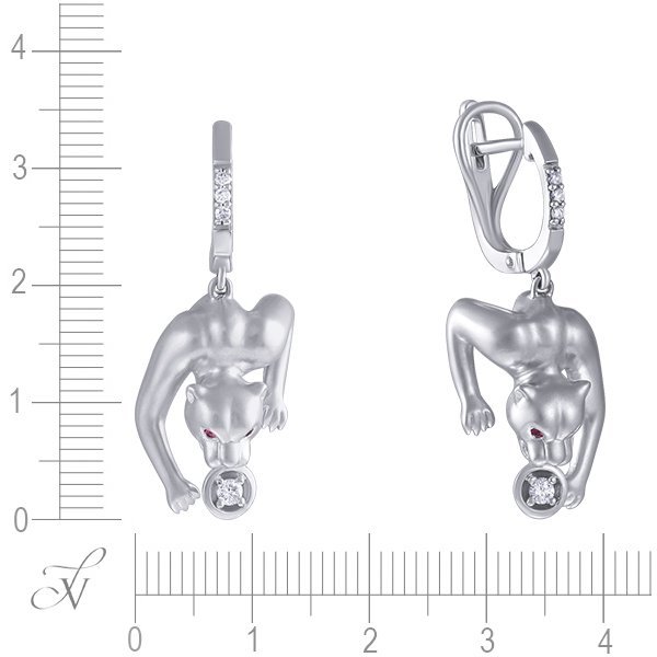 Серьги из белого золота с бриллиантом и рубином (Арт.e49277a114w002_sr_ru_wg)