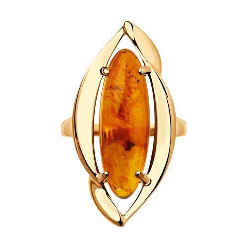 Кольцо из золочёного серебра с янтарём (Арт.83010038)