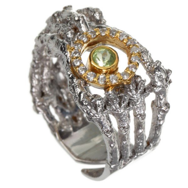 Серебряное кольцо BEAVERS с хризолитом 1284h