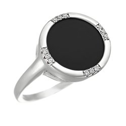 Кольцо из серебра с керамикой и куб. цирконием (Арт.tm-r00378-b-w-x-x-w)