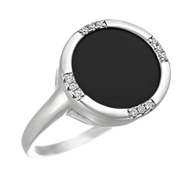 Кольцо из серебра с керамикой и куб. цирконием (Арт.tm-r00378-b-w-x-x-w)