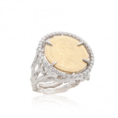 Серебряное кольцо BEAVERS с монетой 1879m