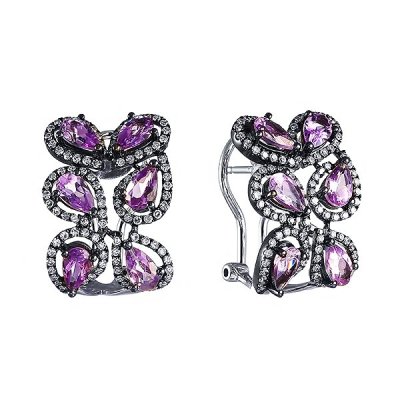 Серьги из белого золота с аметистом и бриллиантом (Арт.l932amc4wt_sr_am_wg)