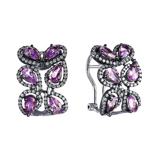 Серьги из белого золота с аметистом и бриллиантом (Арт.l932amc4wt_sr_am_wg)