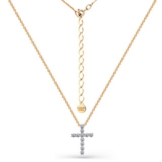 Ожерелье с фианитами «Сияющий крест» из золота 585 Carlin (арт.006-0045-0001-011)