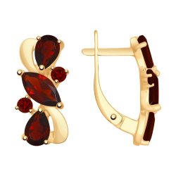 Серьги из золочёного серебра с гранатами (Арт.92021804)