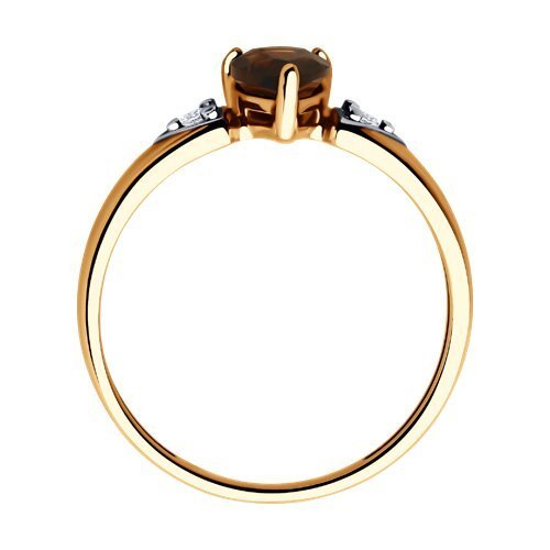 Кольцо из золочёного серебра с раухтопазом и фианитами (Арт.92014505)