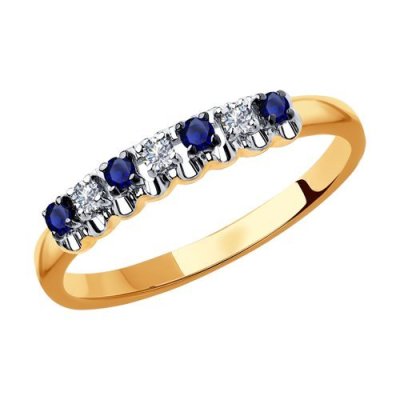 Кольцо из золота с бриллиантами и сапфирами (Арт.2011114)