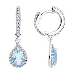 Серьги из серебра с ситаллами и фианитами (Арт.92022810)