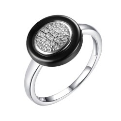 Кольцо из серебра с керамикой и фианитом (Арт.tc-r00034-b-w-x-x-w)