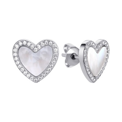 Серьги серебряные с жемчугом и фианитами «Heart of Fresh» MY JEWELS (арт.PI-E03087-X-W-PN-X-W)