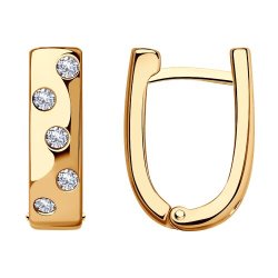 Серьги из золочёного серебра с фианитами (Арт.93-120-01515-1)