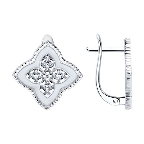 Серьги из серебра с фианитами и эмалью (Арт.94027269)