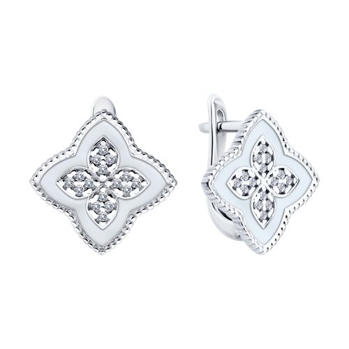Серьги из серебра с фианитами и эмалью (Арт.94027269)