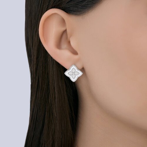 Серьги из серебра с фианитами и эмалью (Арт.94027269)