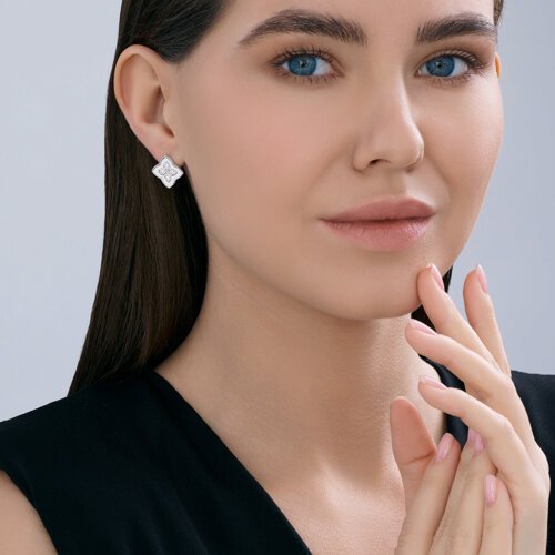 Серьги из серебра с фианитами и эмалью (Арт.94027269)