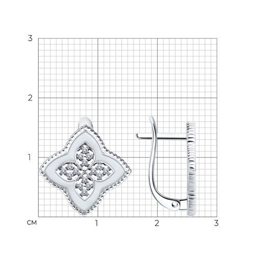 Серьги из серебра с фианитами и эмалью (Арт.94027269)