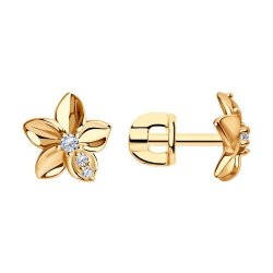 Серьги из золочёного серебра с фианитами (Арт.93-122-01636-1)