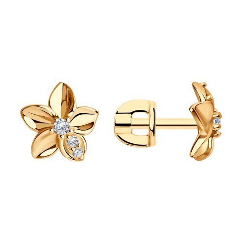 Серьги из золочёного серебра с фианитами (Арт.93-122-01636-1)