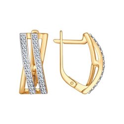 Серьги из золочёного серебра с фианитами (Арт.93020676)