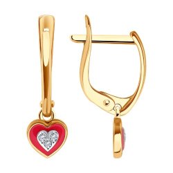Серьги из золота с фианитами и эмалью (Арт.51-121-02618-1)