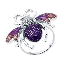 Кольцо из серебра с фианитами и эмалью (Арт.94014140)